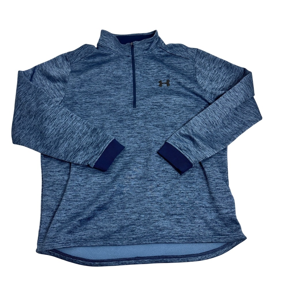 Under Armour Mens ColdGear 1/4 Zip Pullover Blue Space Dye 1320745 XXL 2XL